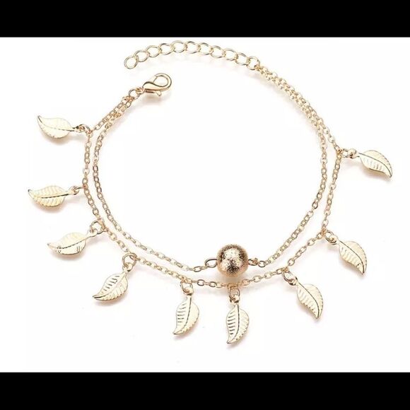 BOHO TASSEL LEAF ANKLET - Picture 2 of 4